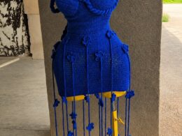 Royal Blue Hand-Crocheted Fringe Mini Dress — 3D Floral Detail & Braided Straps